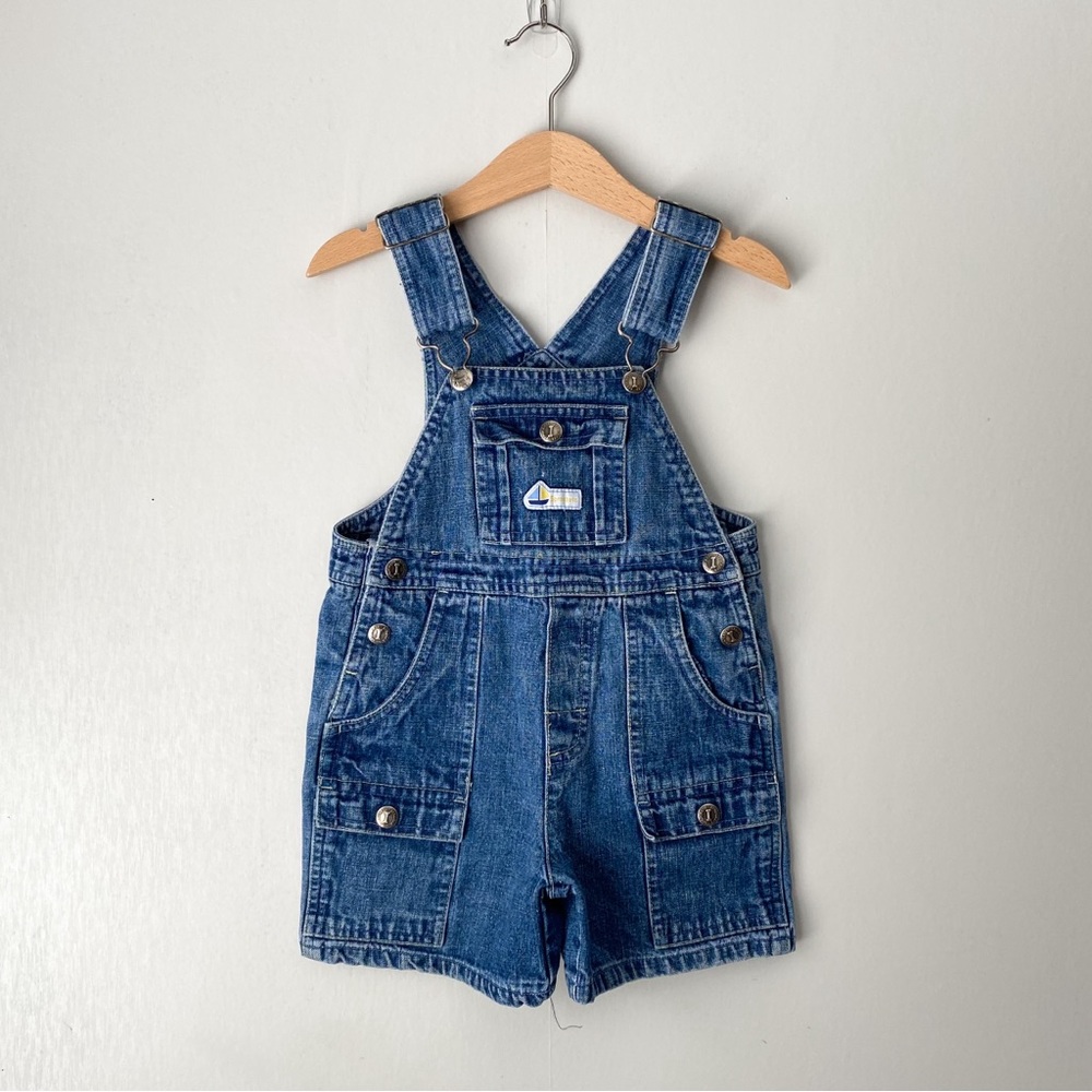 Vintage Sprockets Denim Bib Shortalls Overalls 100% Cotton 2T